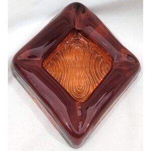 BLENKO HONEY ASHTRAY 665C diamond-shaped amber glass Mid Century MCM VTG 1960s